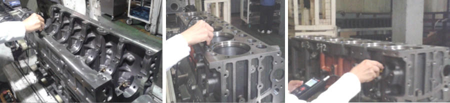 測試氣缸體在清洗前，粗洗后，粗選后的清潔度差異